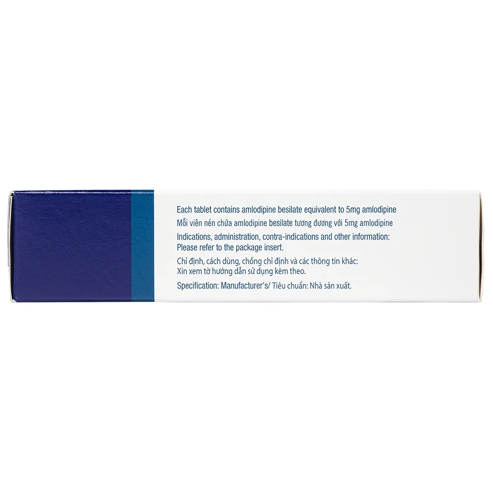 Hình ảnh Thuốc Amlor 5mg Tablets Viatris điều trị tăng huyết áp, đau thắt ngực (3 vỉ x 10 viên)