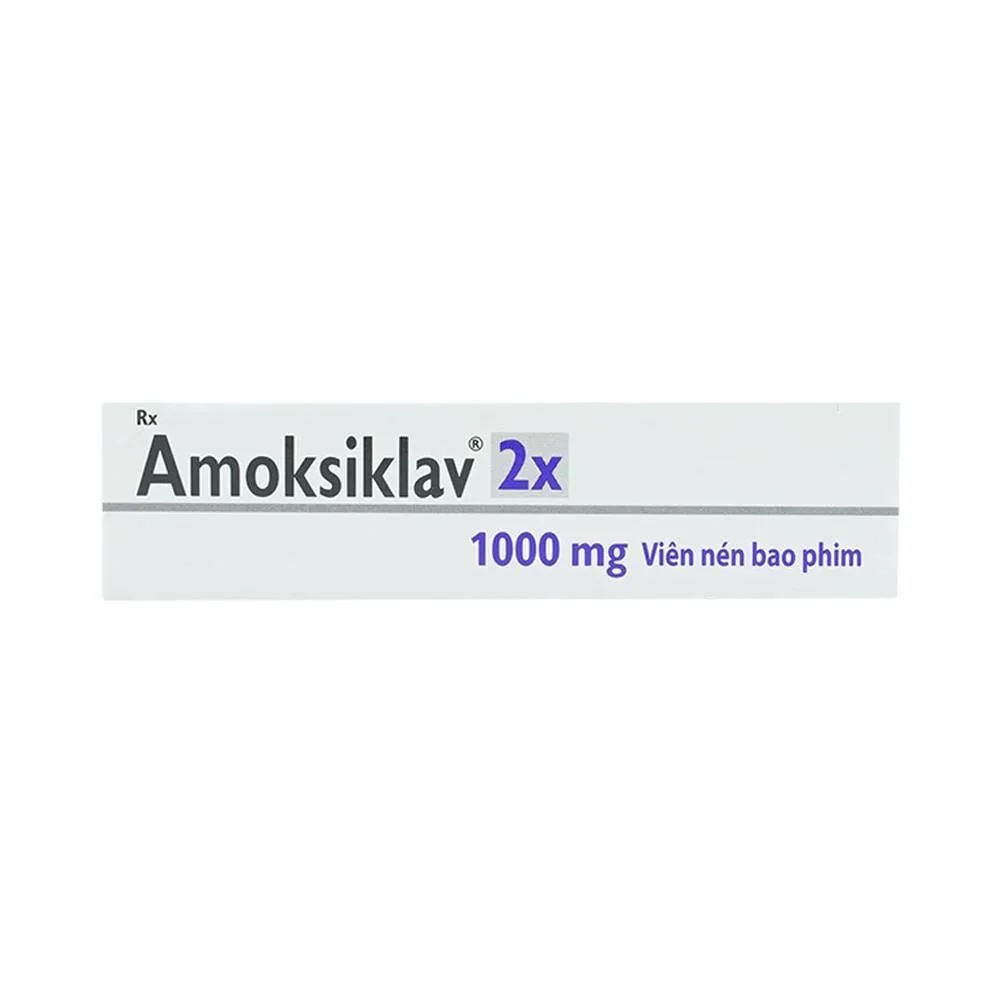 Hình ảnh Thuốc Amoksiklav 2x 1000mg Lek điều trị nhiễm khuẩn (2 vỉ x 5 viên)