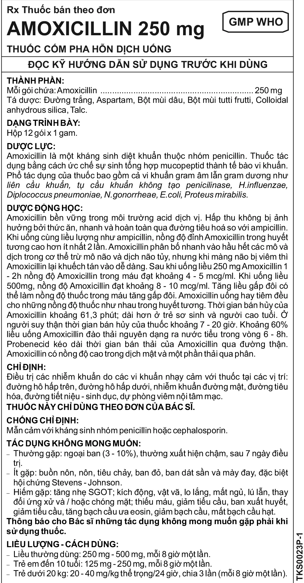 Hình ảnh Hỗn dịch uống Amoxicillin 250mg Imexpharm điều trị nhiễm khuẩn đường hô hấp, đường mật, đường tiêu hóa (12 gói)