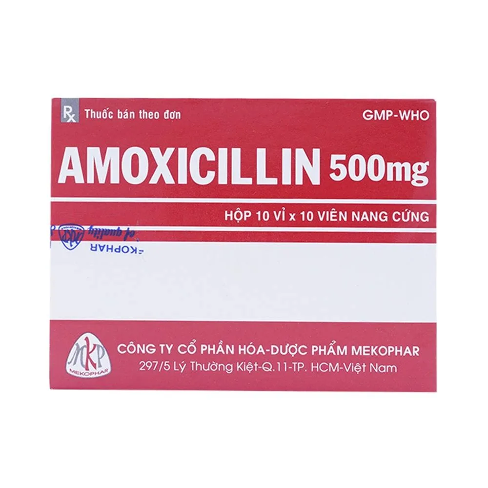 Hình ảnh Thuốc Amoxicillin 500mg Mekophar điều trị nhiễm khuẩn (10 vỉ x 10 viên)