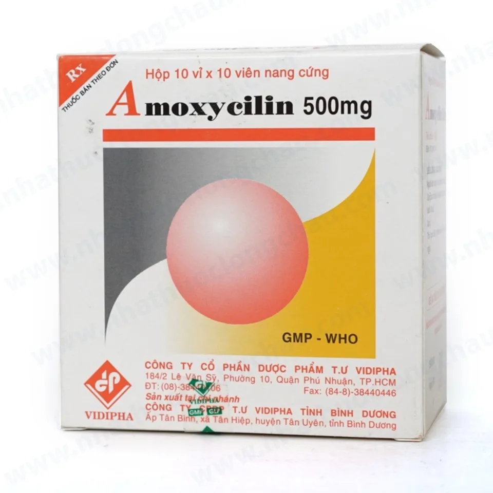 Hình ảnh Thuốc Amoxycilin 500mg Vidipha điều trị nhiễm khuẩn (10 vỉ x 10 viên)