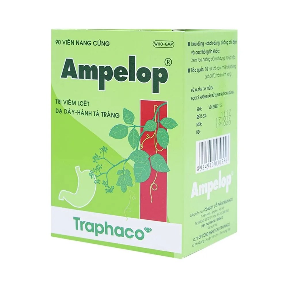Hình ảnh Thuốc Ampelop 625mg Traphaco điều trị viêm loét dạ dày, hành tá tràng (9 vỉ x 10 viên)
