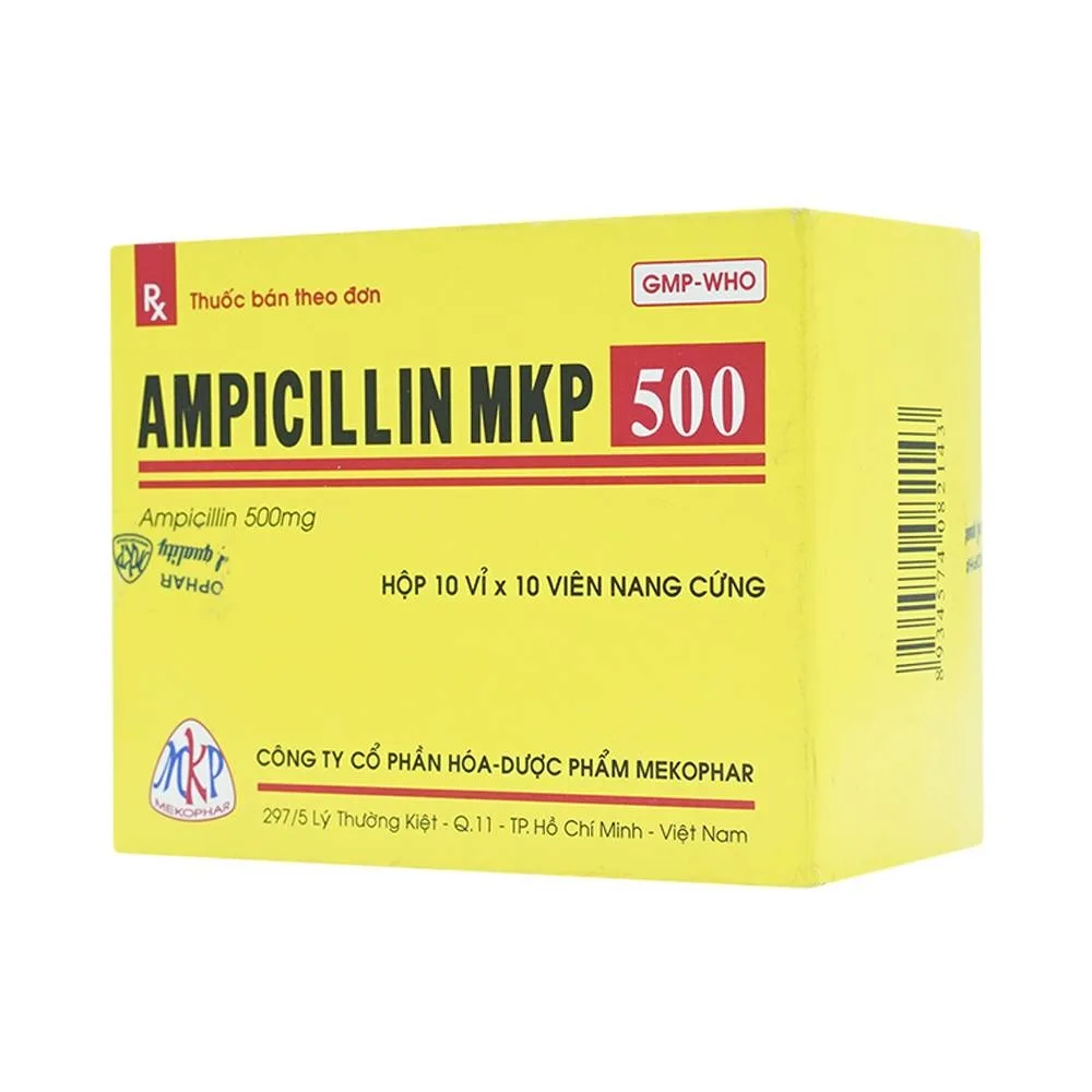 Hình ảnh Thuốc Ampicillin MKP 500 Mekophar điều trị nhiễm khuẩn (10 vỉ x 10 viên)