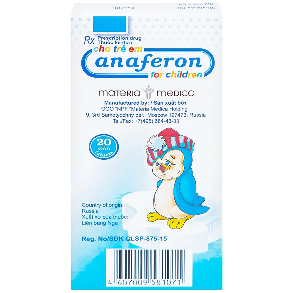 Hình ảnh Thuốc Anaferon For Children Materia điều trị và dự phòng nhiễm virus (1 vỉ x 20 viên)