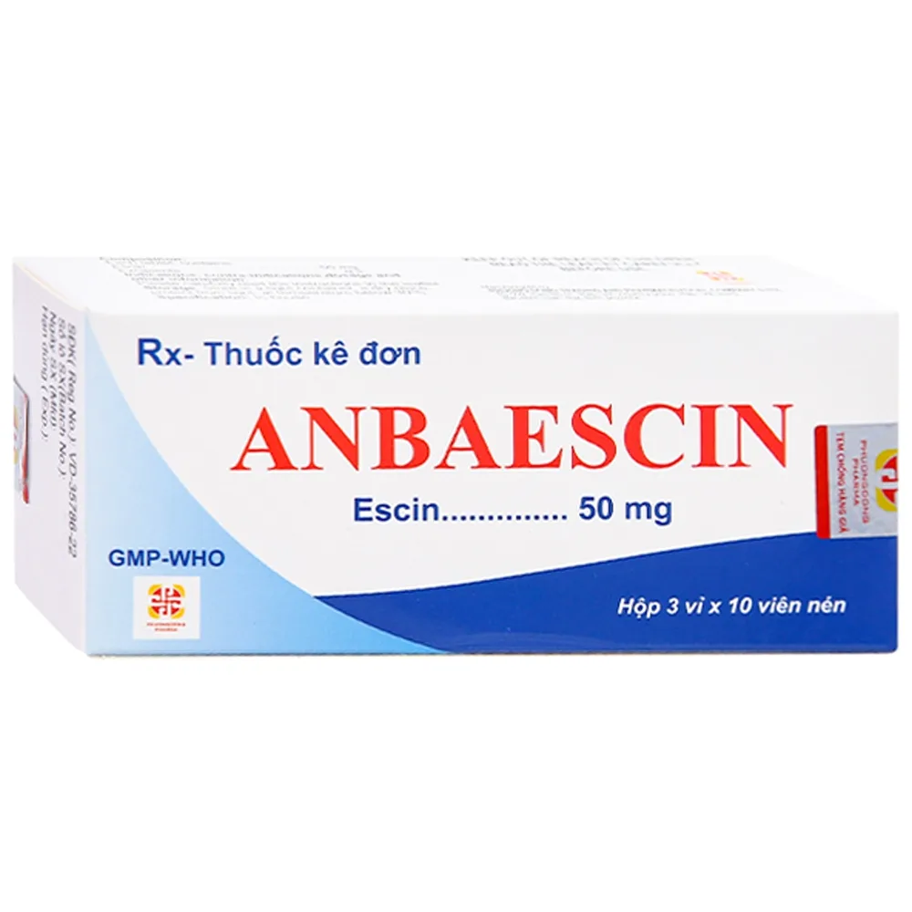 Hình ảnh Thuốc Anbaescin Phương Đông phòng và điều trị tụ máu, chống viêm, chống phù nề (3 vỉ x 10 viên)