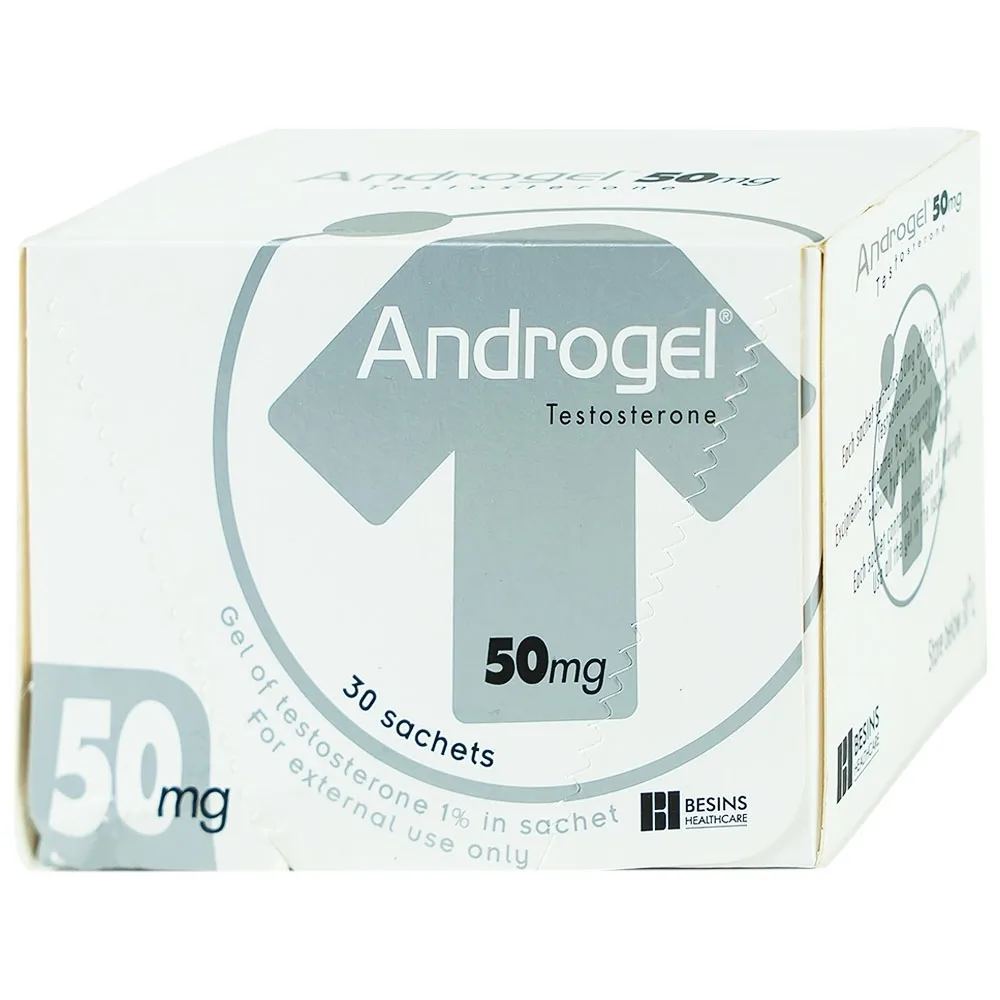 Hình ảnh Gel bôi da Androgel 50mg/5g Besins hỗ trợ điều trị thiểu năng tuyến sinh dục nam giới (30 gói x 5g)