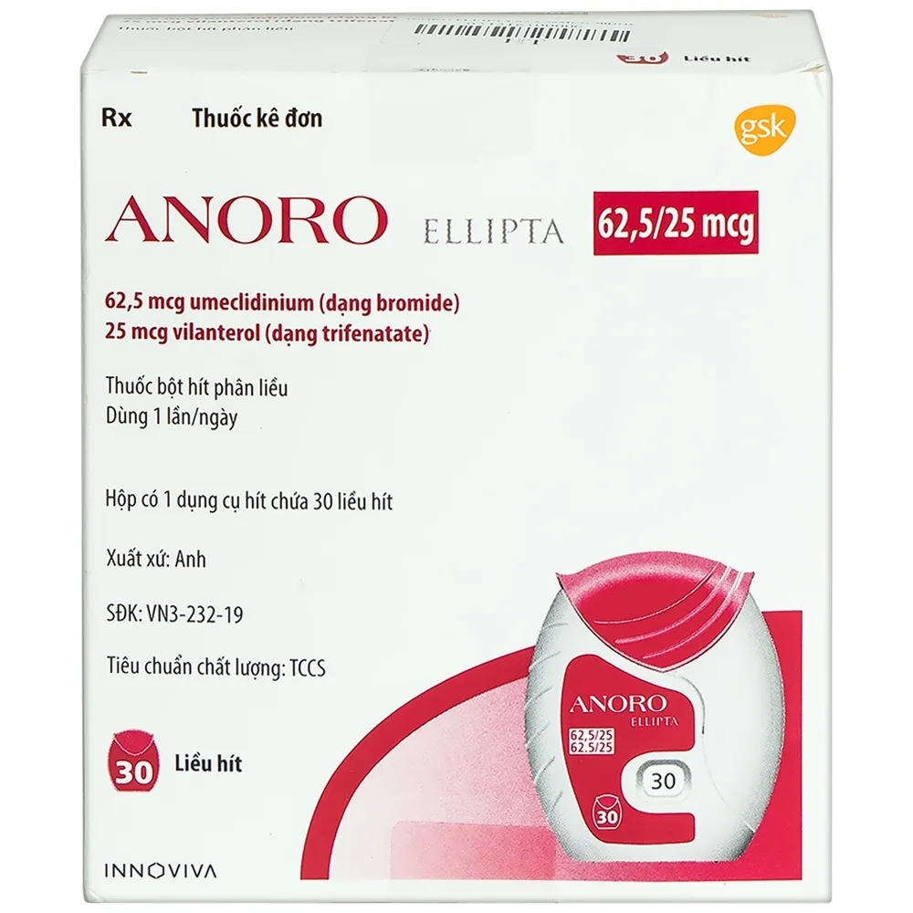 Hình ảnh Thuốc Anoro Ellipta 62.5/25mcg GSK điều trị duy trì giãn phế quản (30 liều)