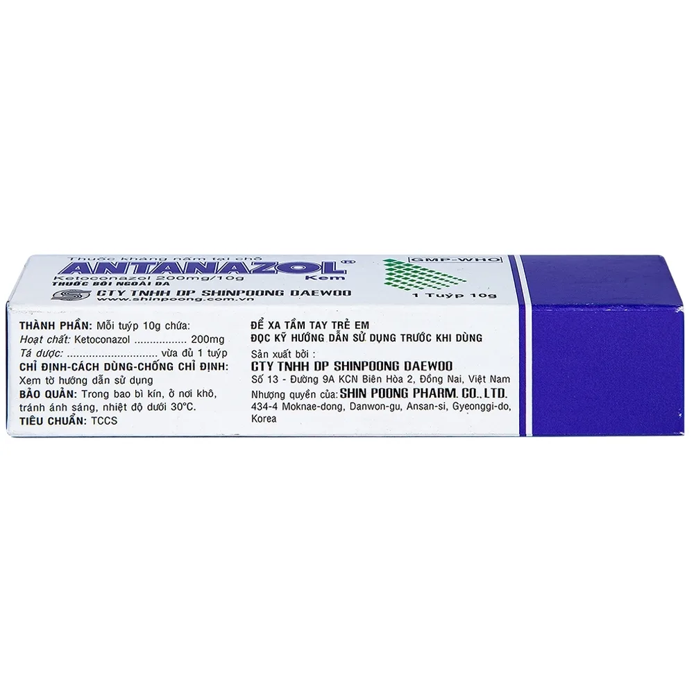 Hình ảnh Kem bôi da Antanazol 200mg Shinpoong Daewoo điều trị các bệnh nhiễm nấm ngoài da (10g)