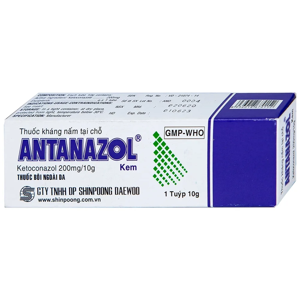 Hình ảnh Kem bôi da Antanazol 200mg Shinpoong Daewoo điều trị các bệnh nhiễm nấm ngoài da (10g)