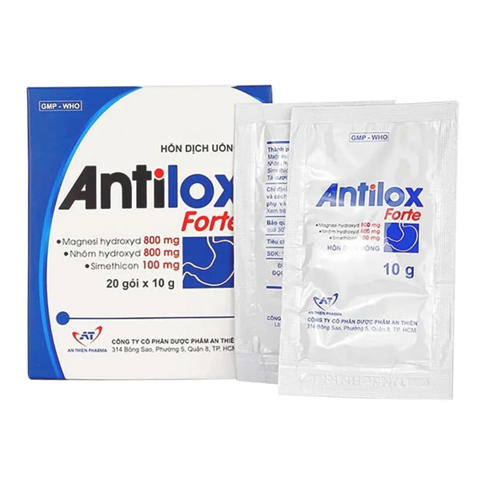 Hình ảnh Hỗn dịch uống Antilox Plus 10g An Thiên điều trị viêm loét dạ dày, tá tràng (20 gói)