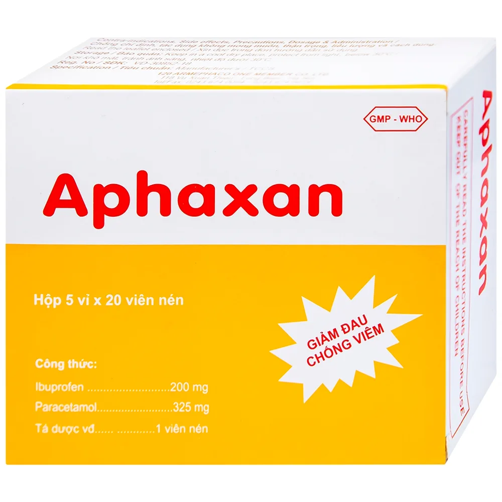 Hình ảnh Thuốc Aphaxan Armephaco giảm đau, chống viêm (5 vỉ x 20 viên)
