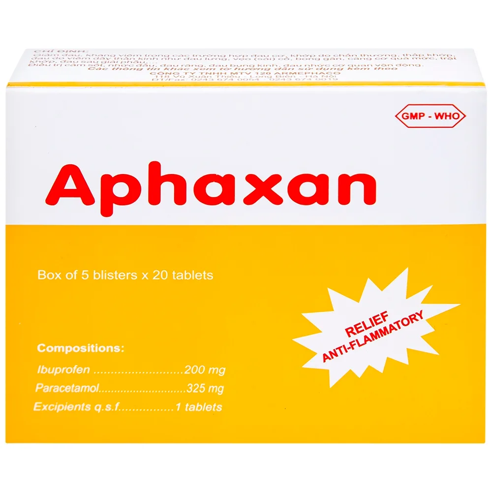 Hình ảnh Thuốc Aphaxan Armephaco giảm đau, chống viêm (5 vỉ x 20 viên)