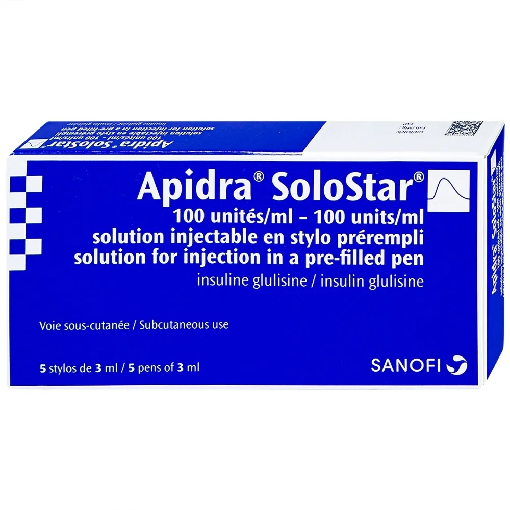 Hình ảnh Bút tiêm Apidra Solostar 100IU/ml Sanofi điều trị đái tháo đường (5 bút x 3ml)