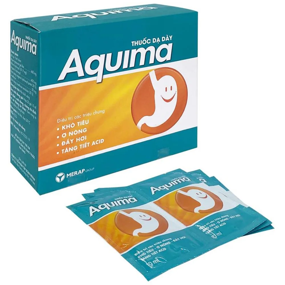Hình ảnh Thuốc Aquima Merap hỗ trợ điều trị các triệu chứng khó tiêu, ợ nóng, đầy hơi (20 gói x 10ml)