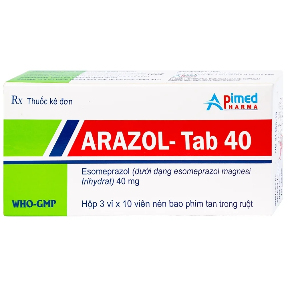 Hình ảnh Thuốc Arazol-Tab 40 Apimed điều trị bệnh trào ngược dạ dày - thực quản (3 vỉ x 10 viên)