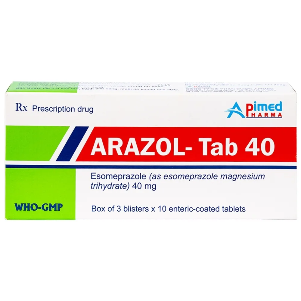 Hình ảnh Thuốc Arazol-Tab 40 Apimed điều trị bệnh trào ngược dạ dày - thực quản (3 vỉ x 10 viên)