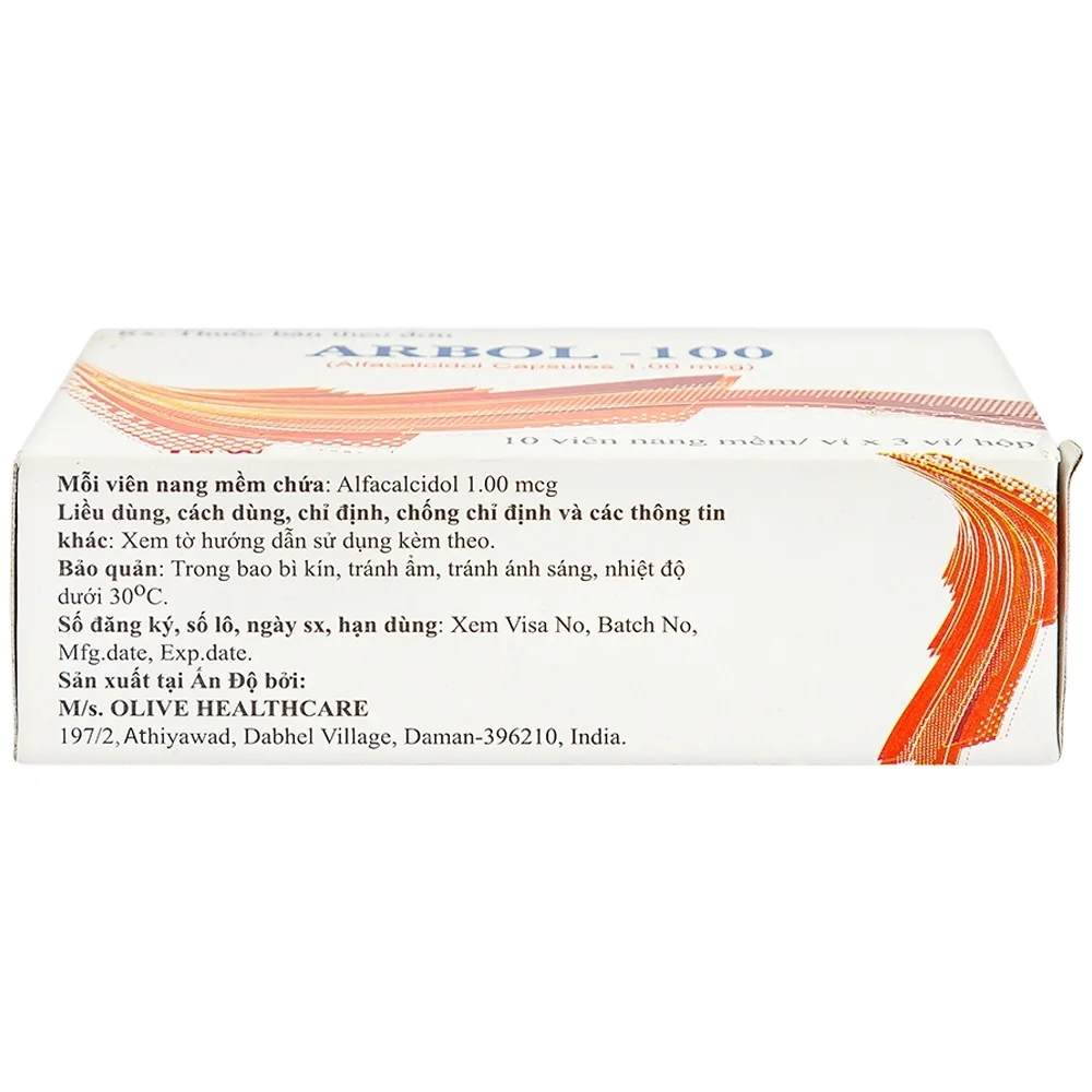 Hình ảnh Thuốc Arbol-100 Olive Healthcare dùng trong hạ canxi máu, suy tuyến cận giáp (3 vỉ x 10 viên)