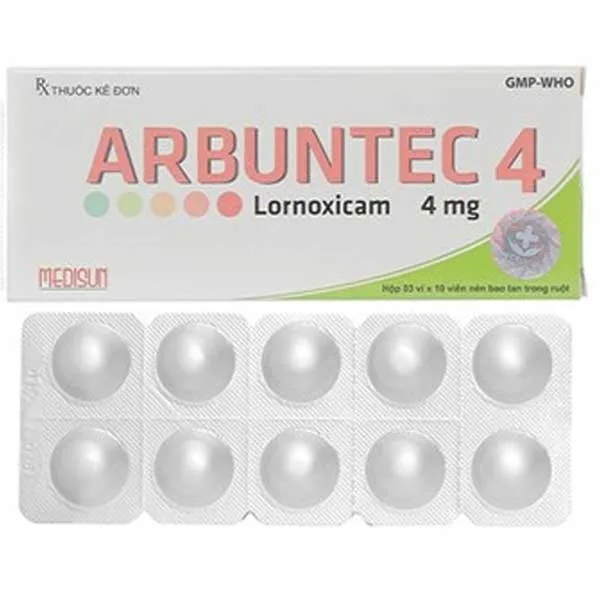 Hình ảnh Thuốc Arbuntec 4 Medisun điều trị ngắn hạn từ đau nhẹ đến đau vừa (3 vỉ x 10 viên)