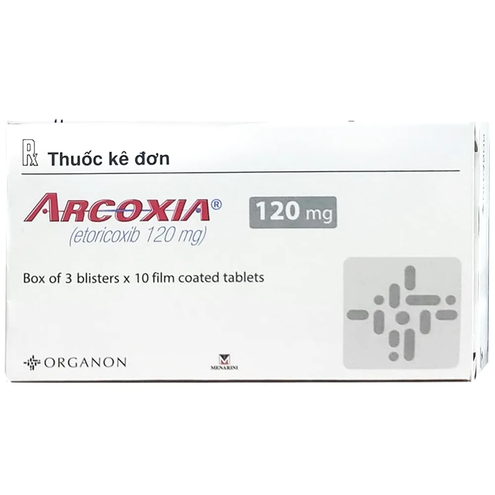 Hình ảnh Thuốc Arcoxia 120mg Organon điều trị cấp tính và mãn tính thoái hoá khớp và viêm khớp dạng thấp (3 vỉ x 10 viên)