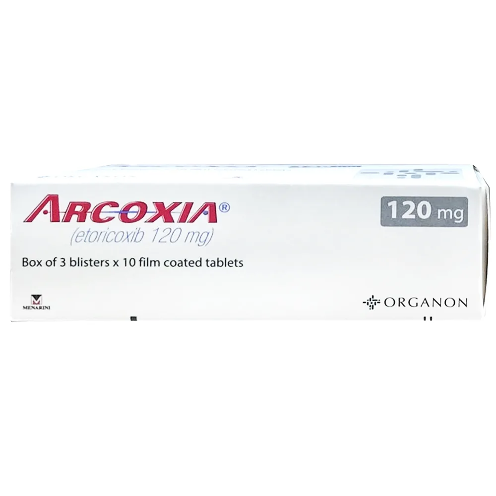 Hình ảnh Thuốc Arcoxia 120mg Organon điều trị cấp tính và mãn tính thoái hoá khớp và viêm khớp dạng thấp (3 vỉ x 10 viên)