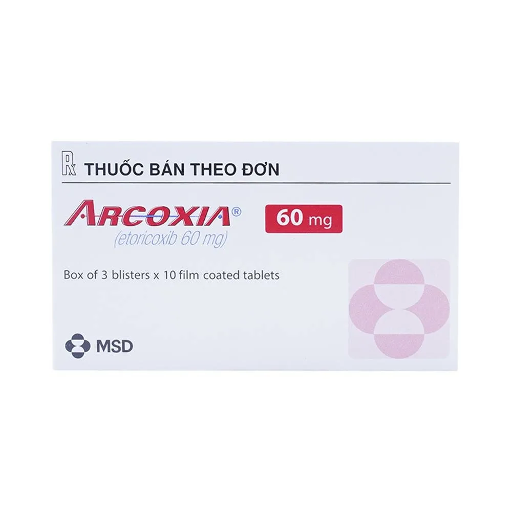 Hình ảnh Thuốc Arcoxia 60mg MSD điều trị thoái hoá khớp, viêm khớp dạng thấp (3 vỉ x 10 viên)