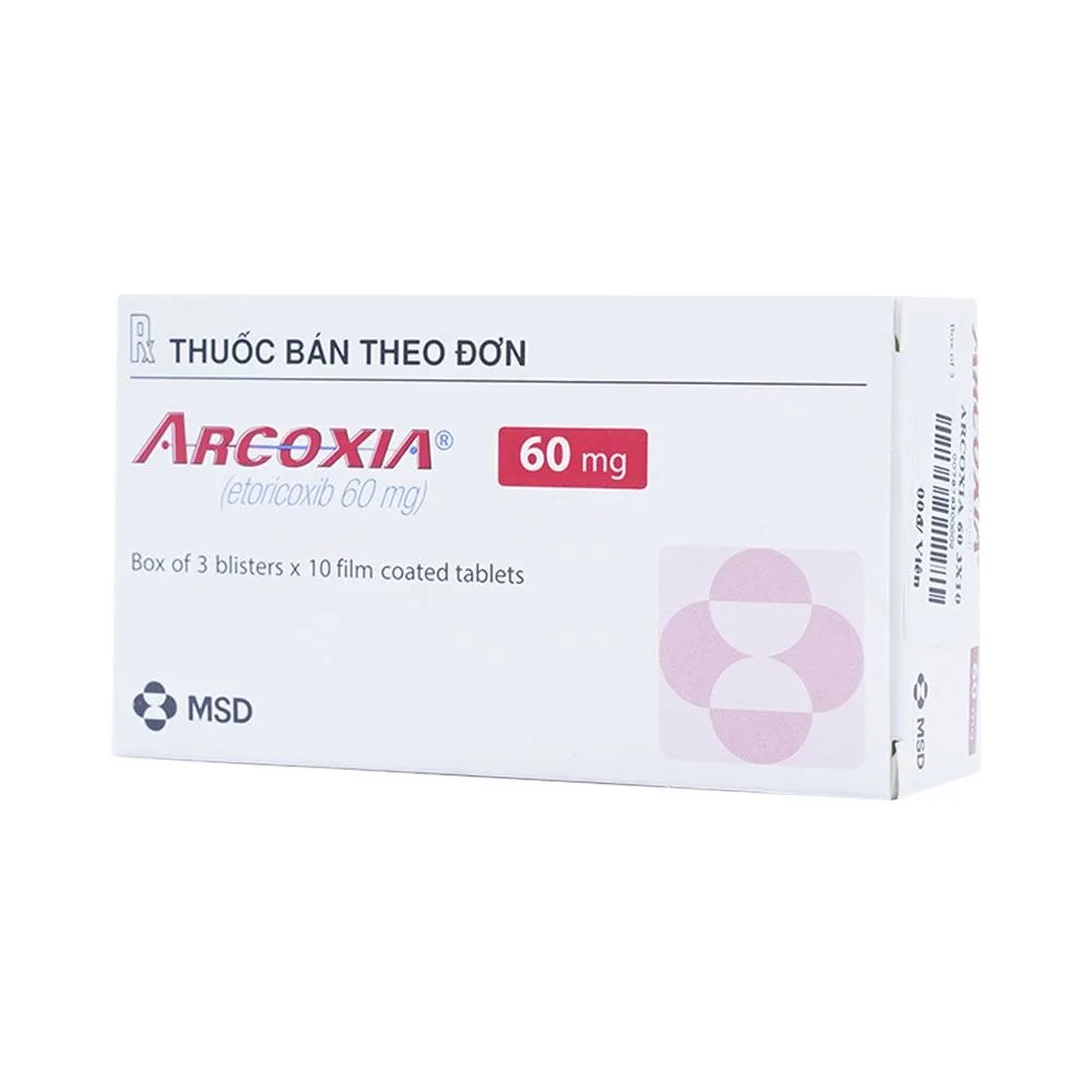 Hình ảnh Thuốc Arcoxia 60mg MSD điều trị thoái hoá khớp, viêm khớp dạng thấp (3 vỉ x 10 viên)