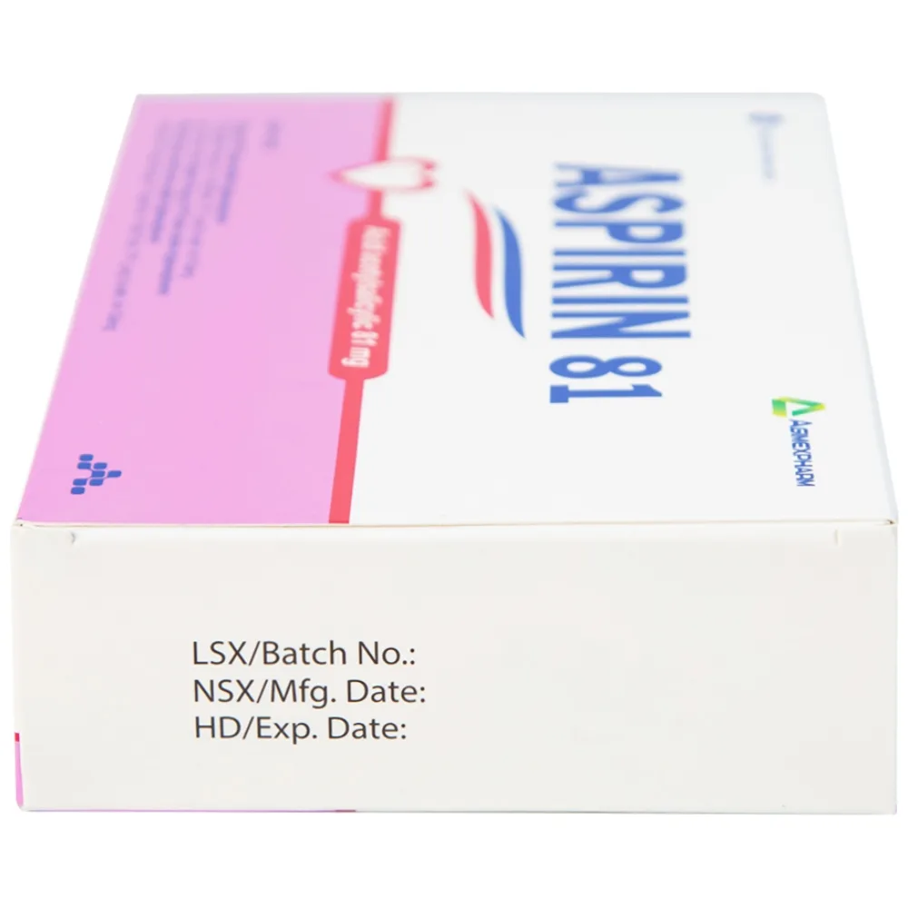 Hình ảnh Thuốc Aspirin 81 Agimexpharm phòng ngừa nhồi máu cơ tim, đột quỵ (20 vỉ x 10 viên)