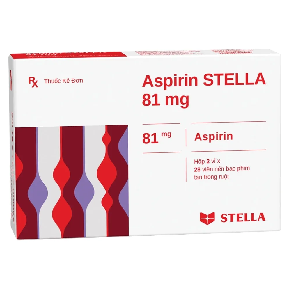 Hình ảnh Thuốc Aspirin Stella 81mg phòng ngừa nhồi máu cơ tim, đột quỵ (2 vỉ x 28 viên)