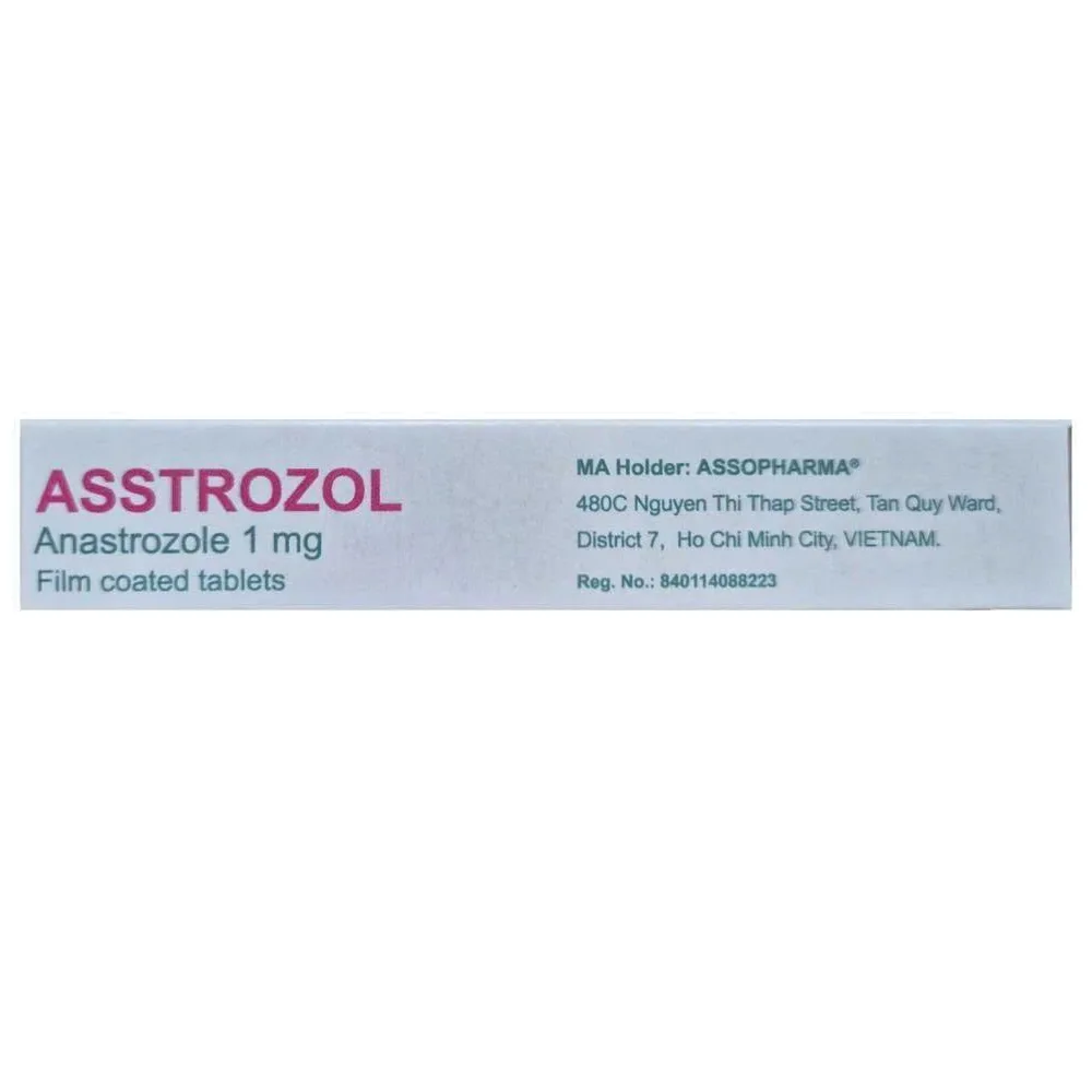Hình ảnh Thuốc Asstrozol Assopharma điều trị ung thư vú đã tiến triển ở phụ nữ sau mãn kinh (2 Vỉ X 14 Viên)
