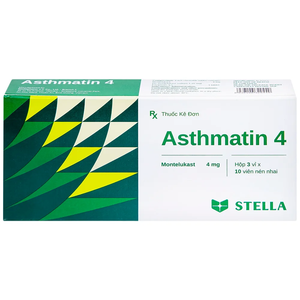 Hình ảnh Viên nhai Asthmatin 4 Stella phòng và điều trị hen suyễn, giảm viêm mũi dị ứng (3 vỉ x 10 viên)