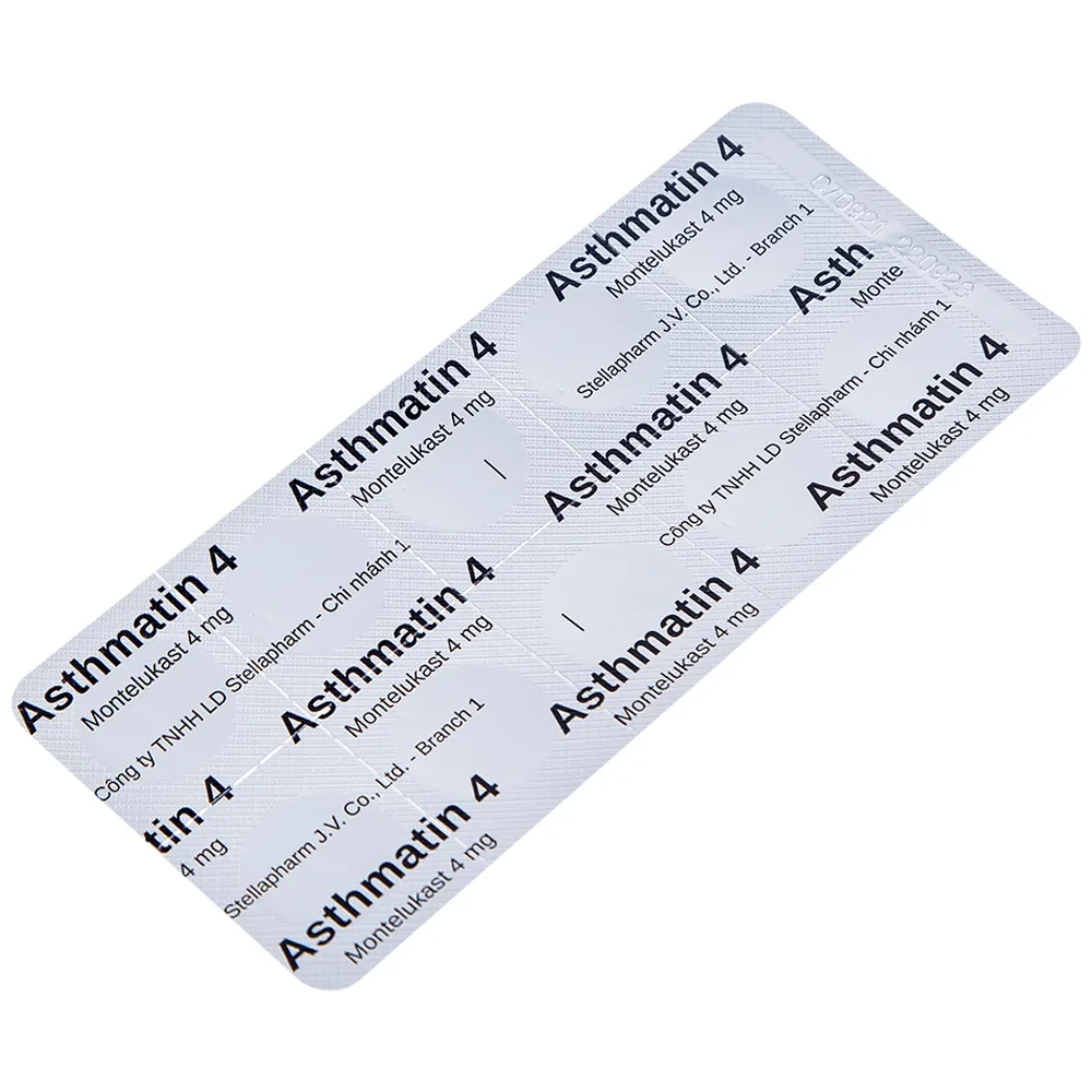 Hình ảnh Viên nhai Asthmatin 4 Stella phòng và điều trị hen suyễn, giảm viêm mũi dị ứng (3 vỉ x 10 viên)