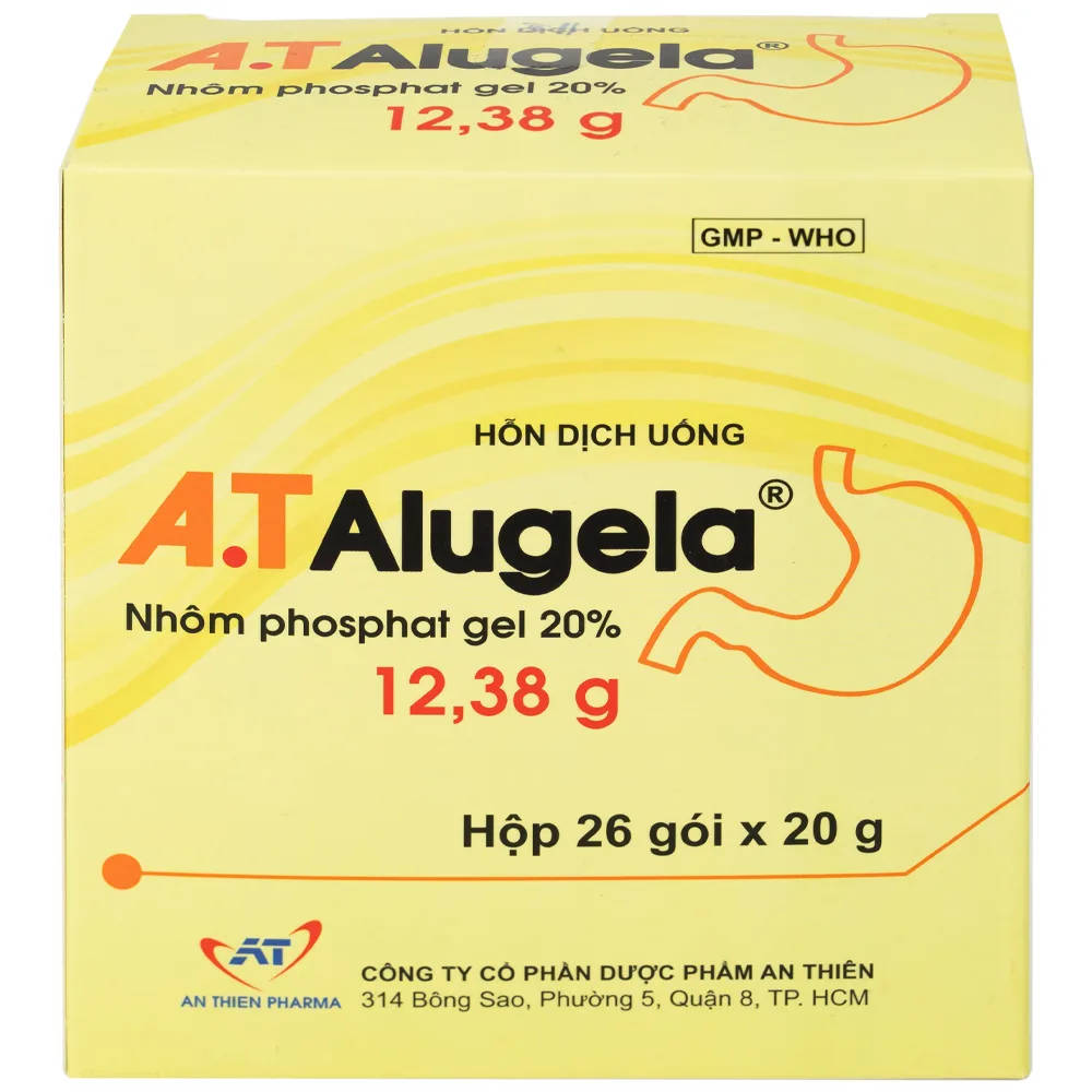 Hình ảnh Hỗn dịch thuốc A.T Alugela An Thiên điều trị viêm thực quản, viêm dạ dày cấp và mạn tính (26 gói x 20g)