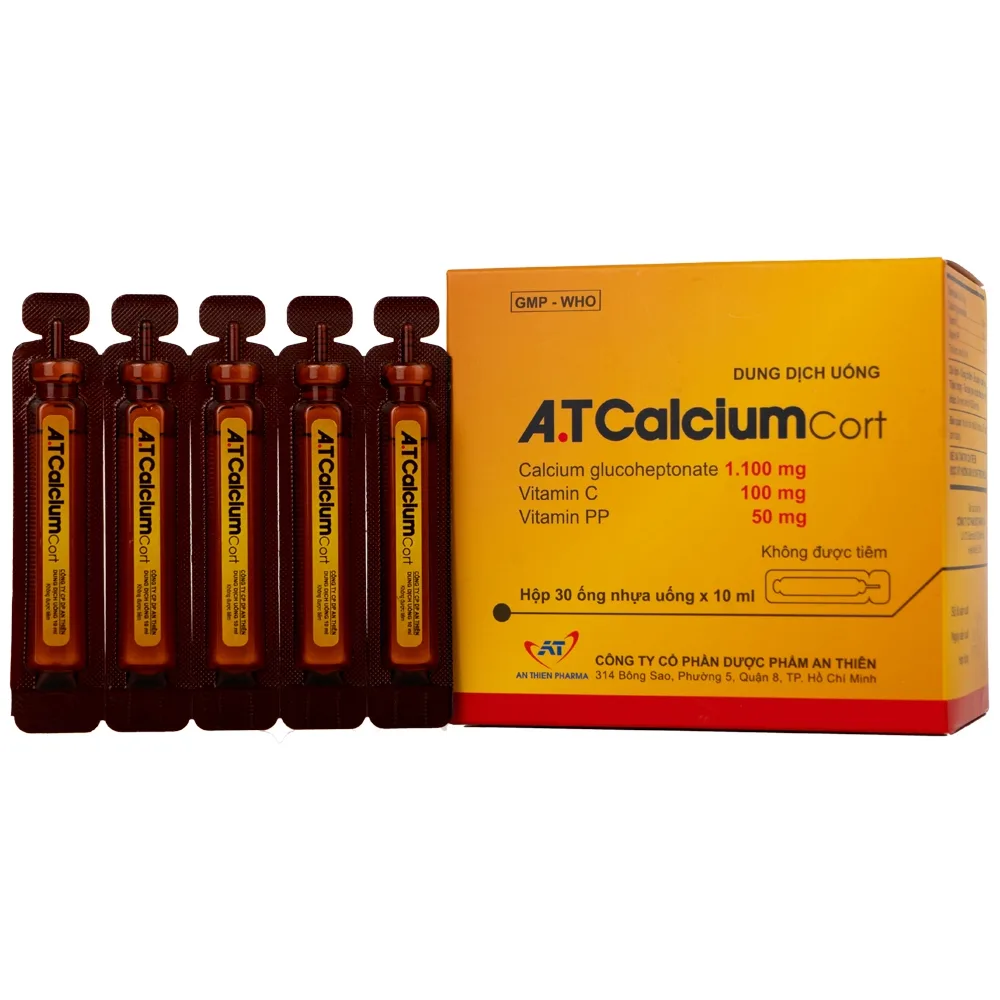 Hình ảnh Dung dịch uống A.T Calcium Cort An Thiên bổ sung vitamin và khoáng chất cho cơ thể (30 ống x 10ml)