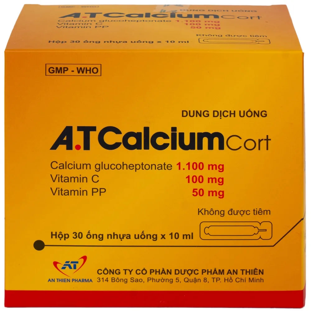 Hình ảnh Dung dịch uống A.T Calcium Cort An Thiên bổ sung vitamin và khoáng chất cho cơ thể (30 ống x 10ml)