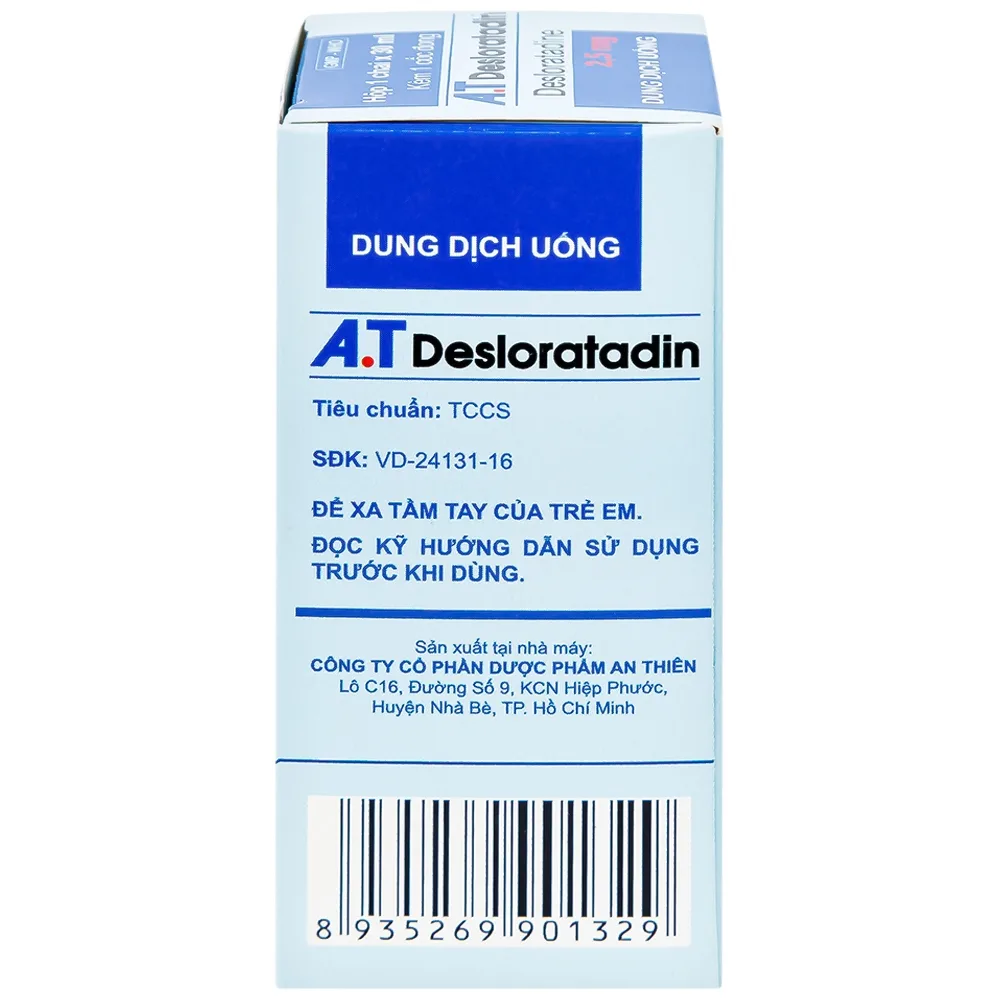 Hình ảnh Dung dịch uống A.T Desloratadin An Thiên hương dâu giảm triệu chứng viêm mũi dị ứng, mày đay (30ml)