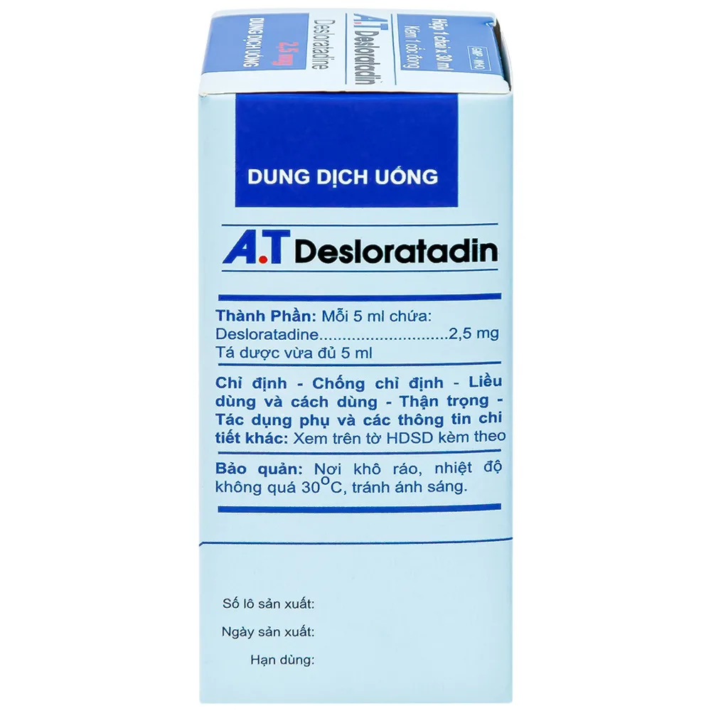 Hình ảnh Dung dịch uống A.T Desloratadin An Thiên hương dâu giảm triệu chứng viêm mũi dị ứng, mày đay (30ml)