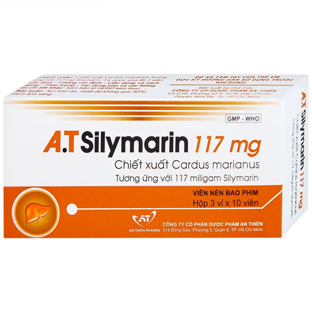 Hình ảnh Thuốc A.T Silymarin 117mg An Thiên hỗ trợ điều trị bệnh viêm gan mạn tính, xơ gan (3 vỉ x 10 viên)