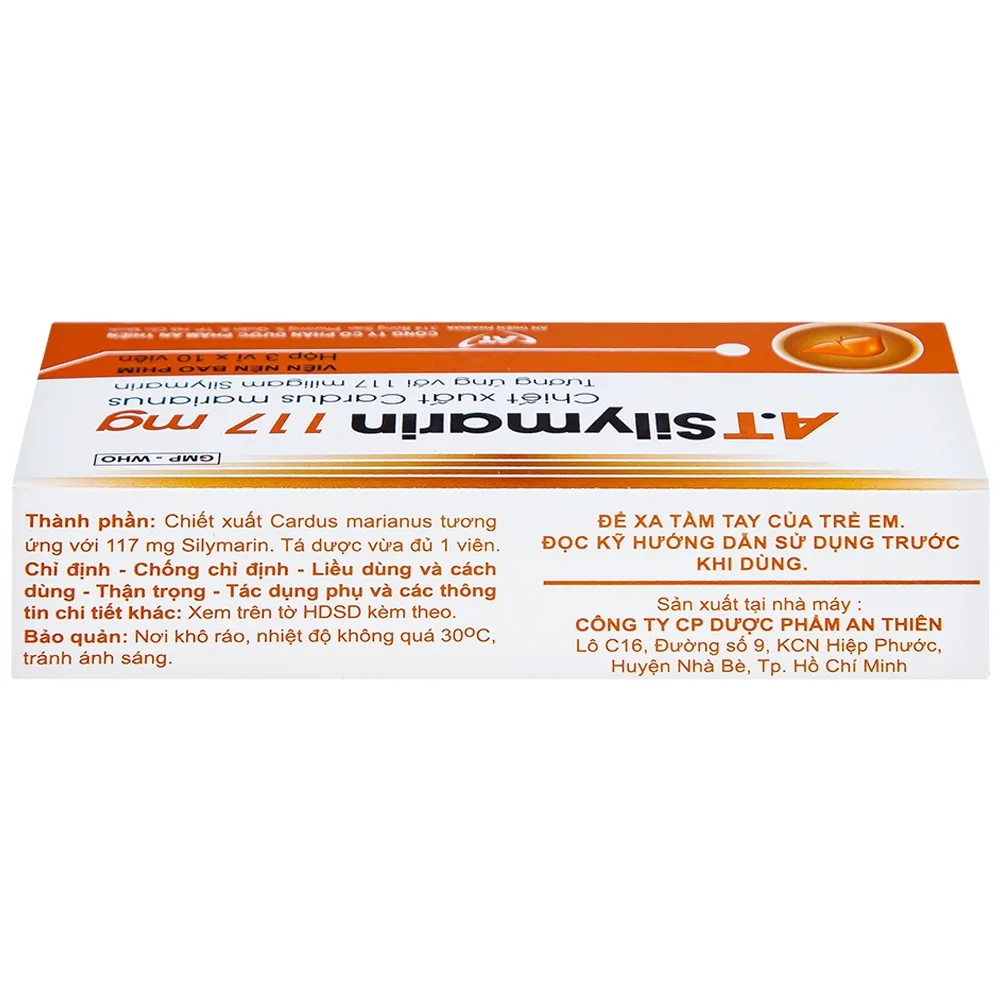 Hình ảnh Thuốc A.T Silymarin 117mg An Thiên hỗ trợ điều trị bệnh viêm gan mạn tính, xơ gan (3 vỉ x 10 viên)