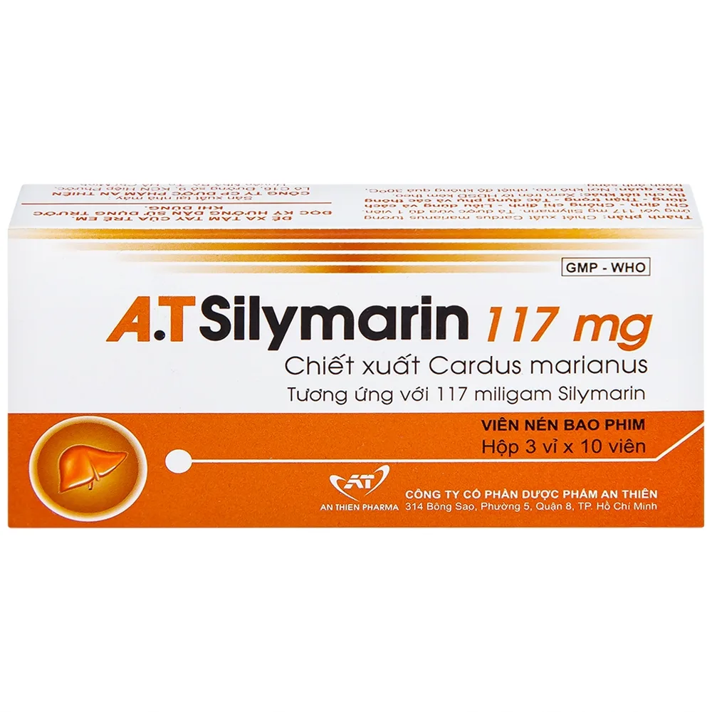 Hình ảnh Thuốc A.T Silymarin 117mg An Thiên hỗ trợ điều trị bệnh viêm gan mạn tính, xơ gan (3 vỉ x 10 viên)