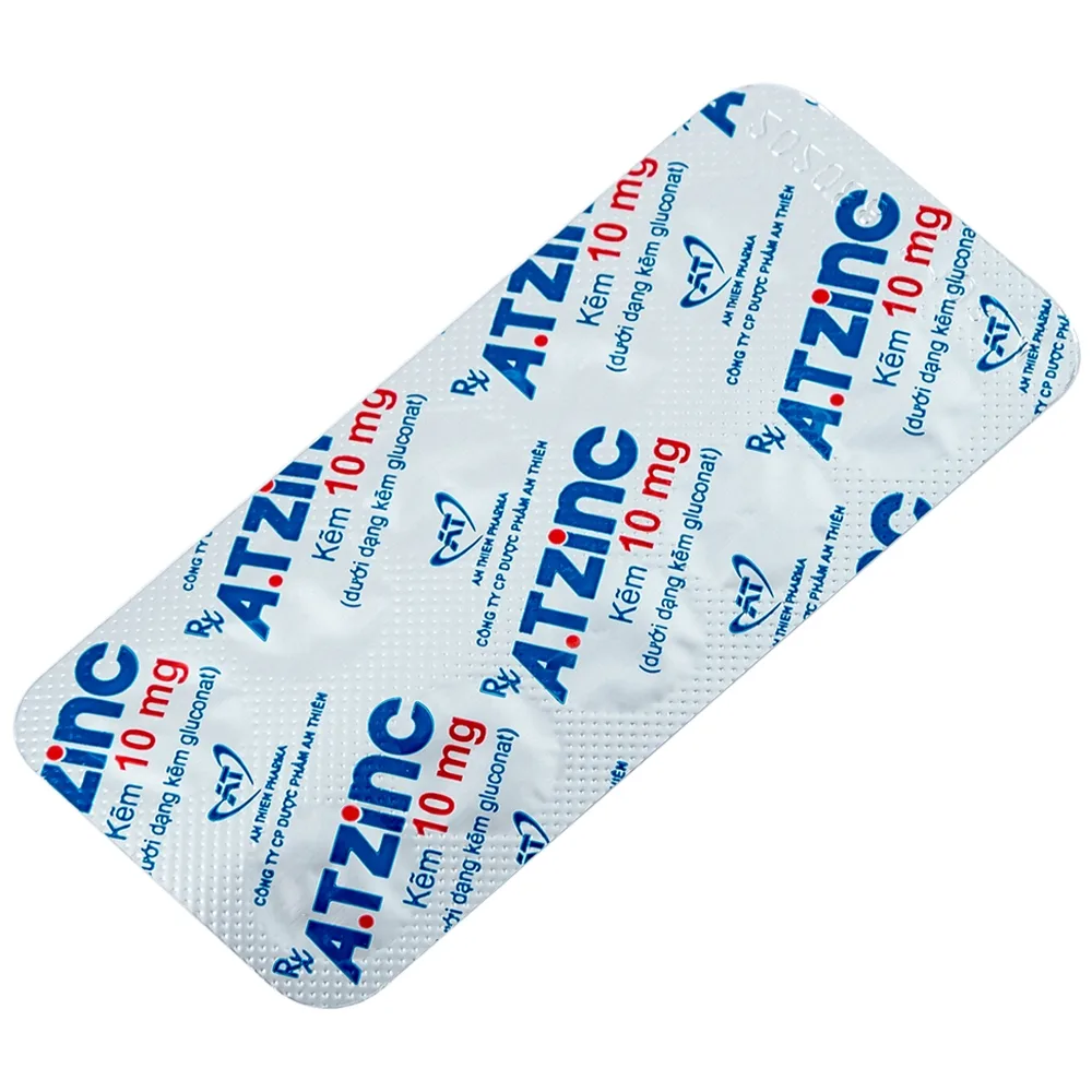 Hình ảnh Thuốc A.T Zinc 10mg An Thiên điều trị tiêu chảy kéo dài (10 vỉ x 10 viên)
