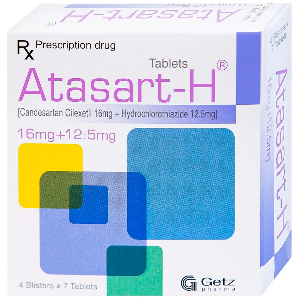 Hình ảnh Thuốc Atasart-H 16mg/12.5mg Getz điều trị tăng huyết áp (4 vỉ x 7 viên)