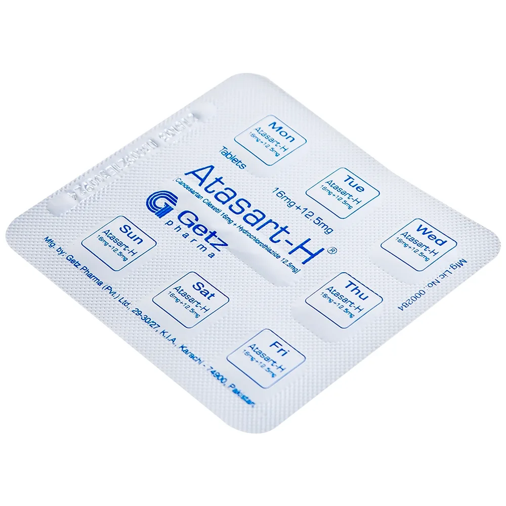 Hình ảnh Thuốc Atasart-H 16mg/12.5mg Getz điều trị tăng huyết áp (4 vỉ x 7 viên)