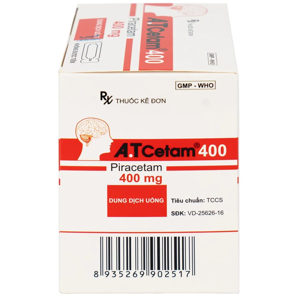Hình ảnh Thuốc A.T Cetam 400 An Thiên điều trị chóng mặt, giật rung cơ, thiếu máu não, suy giảm nhận thức ở người già (30 ống x 10ml)
