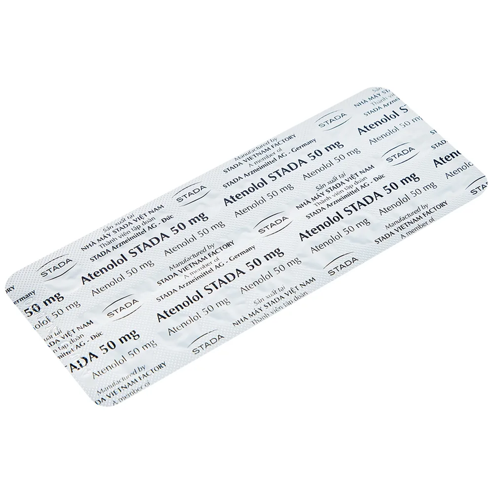 Hình ảnh Thuốc Atenolol Stada 50mg điều trị tăng huyết áp, đau thắt ngực (2 vỉ x 15 viên)