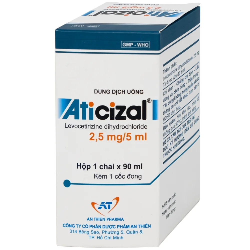 Hình ảnh Dung dịch uống Aticizal 2,5mg/5ml An Thiên điều trị triệu chứng viêm mũi dị ứng (90ml)
