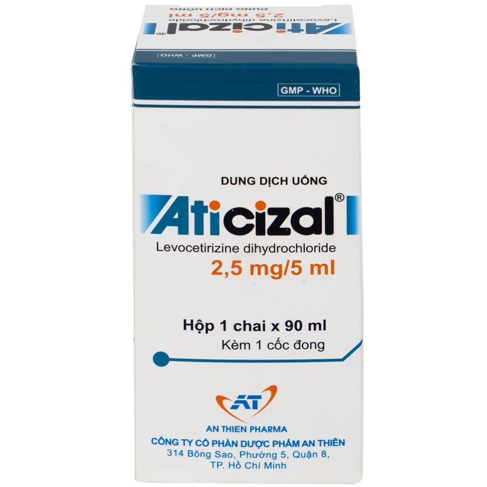 Hình ảnh Dung dịch uống Aticizal 2,5mg/5ml An Thiên điều trị triệu chứng viêm mũi dị ứng (90ml)