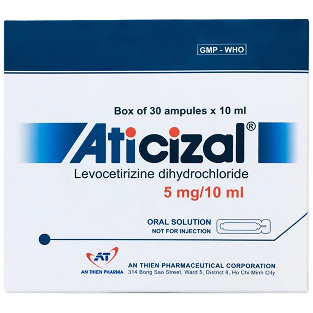 Hình ảnh Dung dịch uống Aticizal 5mg/10ml An Thiên điều trị viêm mũi dị ứng, mày đay (30 ống x 10ml)