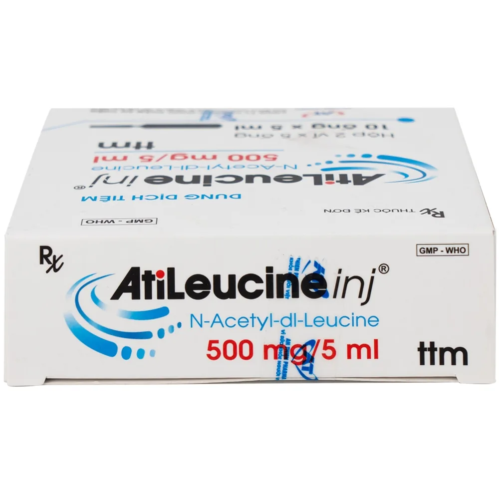 Hình ảnh Dung dịch tiêm AtiLeucine inj 500mg/5ml An Thiên điều trị triệu chứng cơn chóng mặt (2 vỉ x 5 ống)