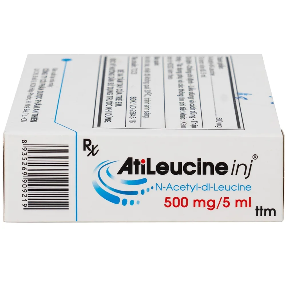 Hình ảnh Dung dịch tiêm AtiLeucine inj 500mg/5ml An Thiên điều trị triệu chứng cơn chóng mặt (2 vỉ x 5 ống)