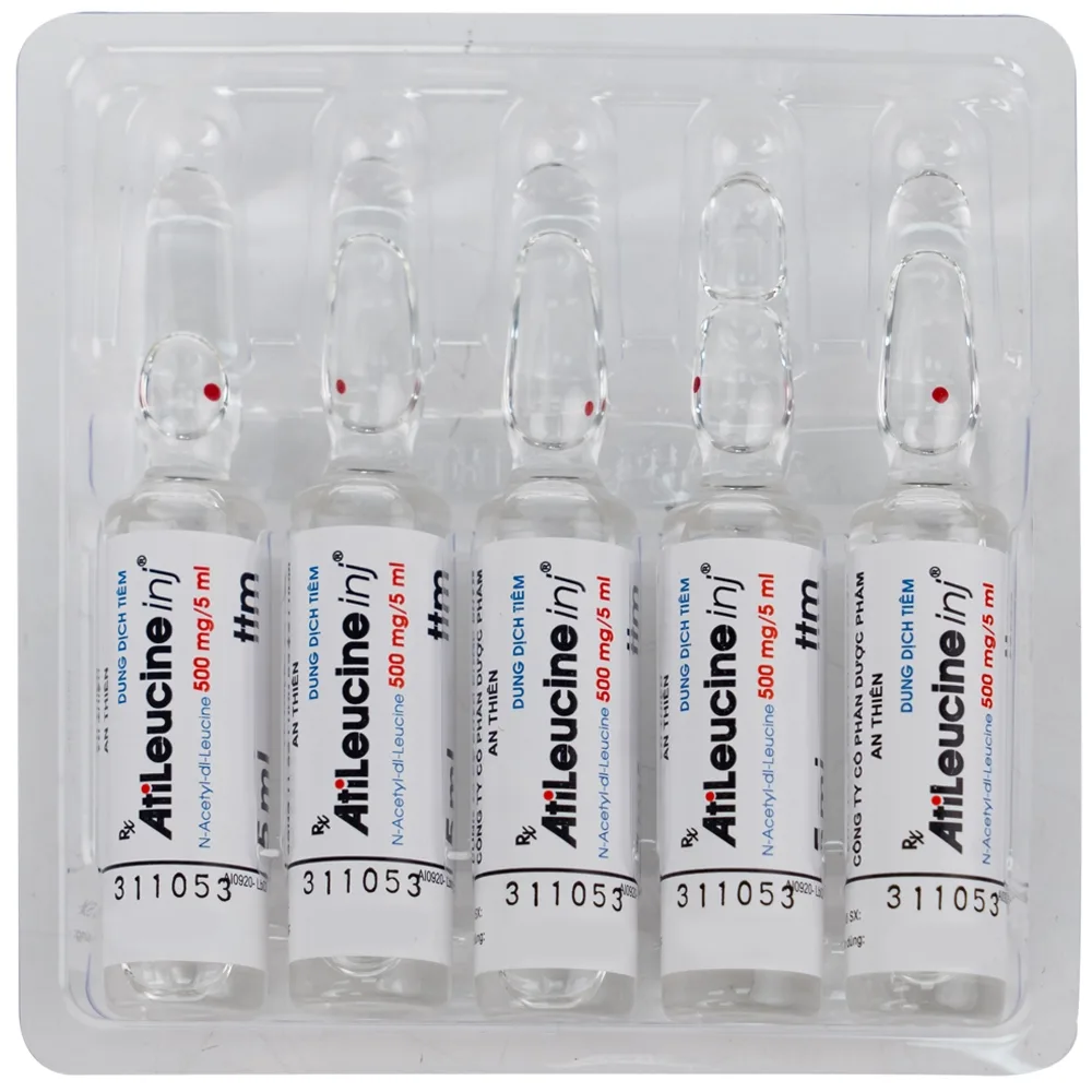 Hình ảnh Dung dịch tiêm AtiLeucine inj 500mg/5ml An Thiên điều trị triệu chứng cơn chóng mặt (2 vỉ x 5 ống)